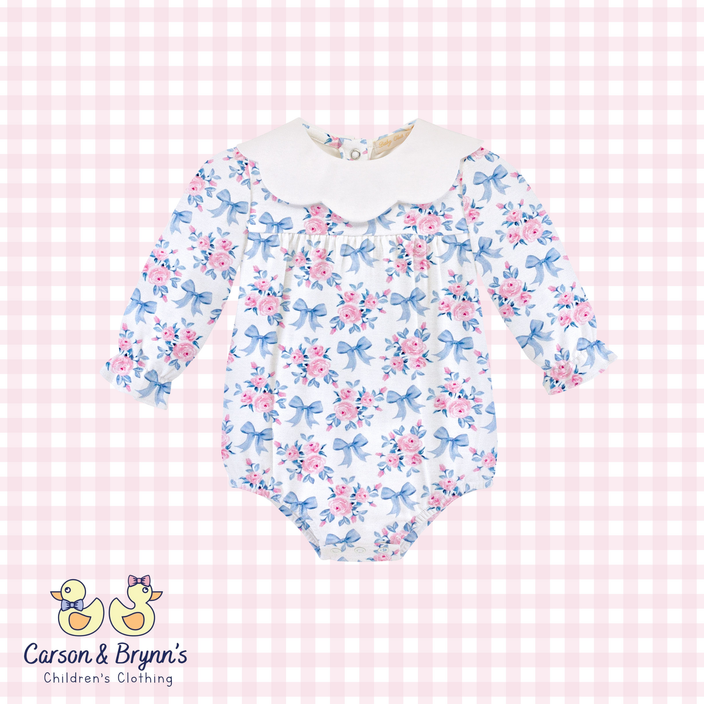 Baby Club Chic Blue Floral Bows Pima Bubble