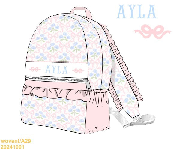 PREORDER eta January: Hydrangea Bow Smocked Backpack with Name