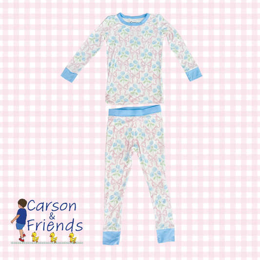 Hydrangea Bow Trellis Bamboo Viscose Pajamas- 2 Piece Set