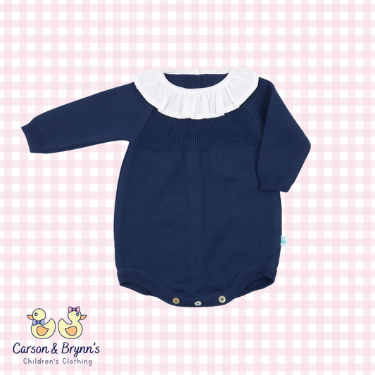 Cotton Knit Sweater Bubble with Ruffle Collar- 2 Colors