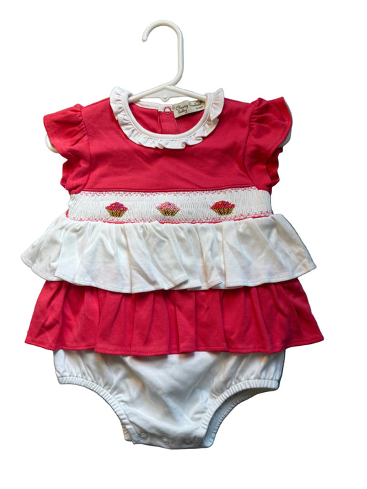 Hug Me First Cupcake Smocked Bubble