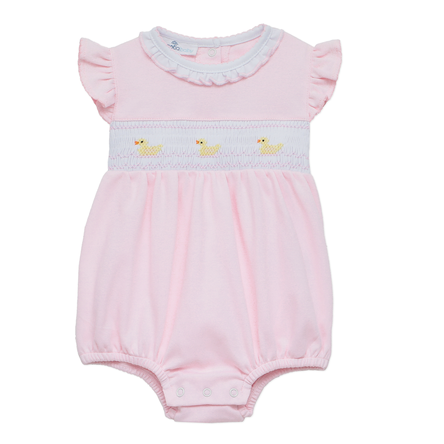 Magnolia Baby - Little Ducklings Classics Smocked Bubble - Pink