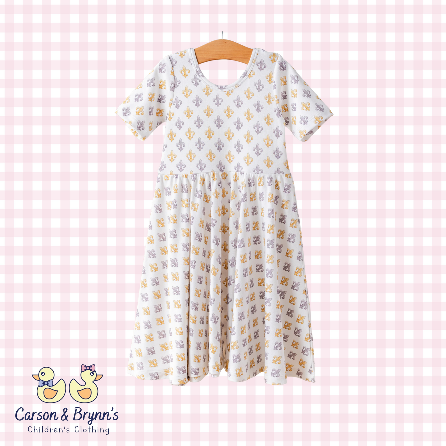 Black & Gold Fleur de Lis Organic Cotton Twirl Dress