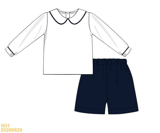 PREORDER ETA OCTOBER Carson and Friends Navy Velvet Short Set