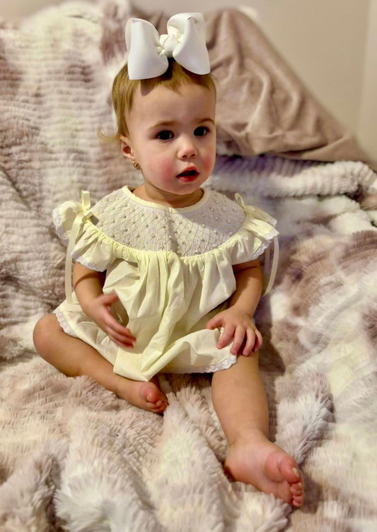 Carson and Friends Pale Yellow Diaper Set with Pearls