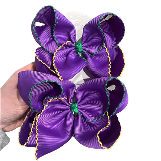 Just For Fun Threads - Mardi Gras Purple Moonstitch Hair Bow