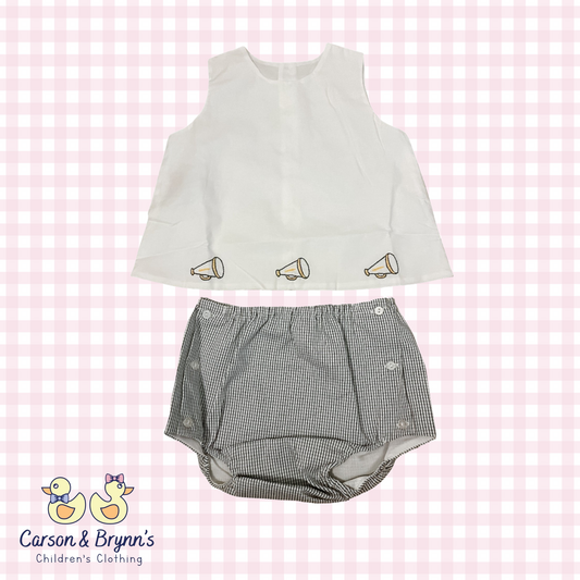 Southern Saturday Black and Gold Diaper Set- Cheer