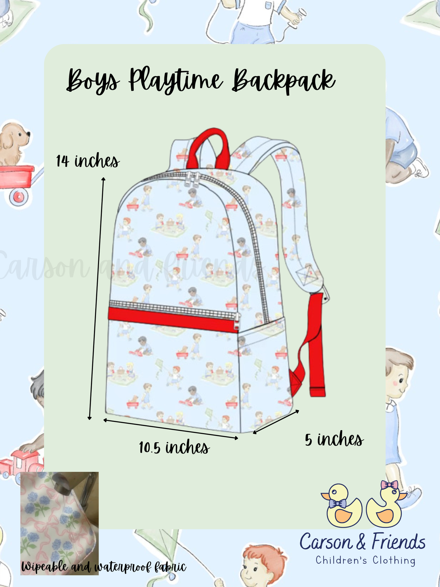 PREORDER ETA JULY 
Carson and Friends Boys Playtime Backpack