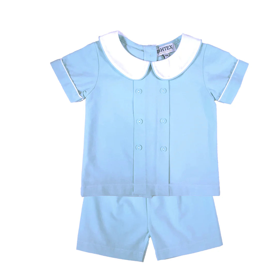 Ishtex Blue Poplin Boys Short Set