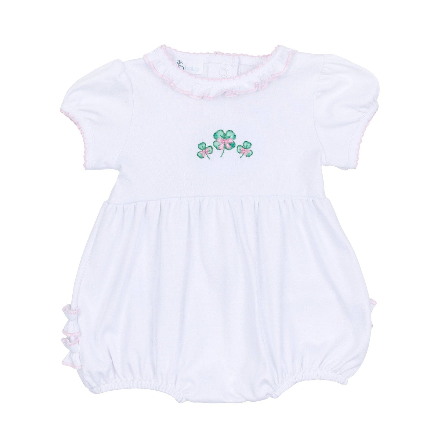 Magnolia Baby - Lucky Little Ones Embroidered Short Sleeve Bubble - Pink