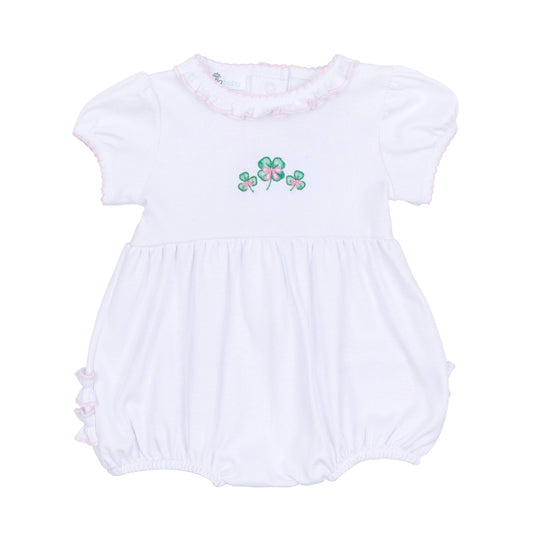 Magnolia Baby - Lucky Little Ones Embroidered Short Sleeve Bubble - Pink