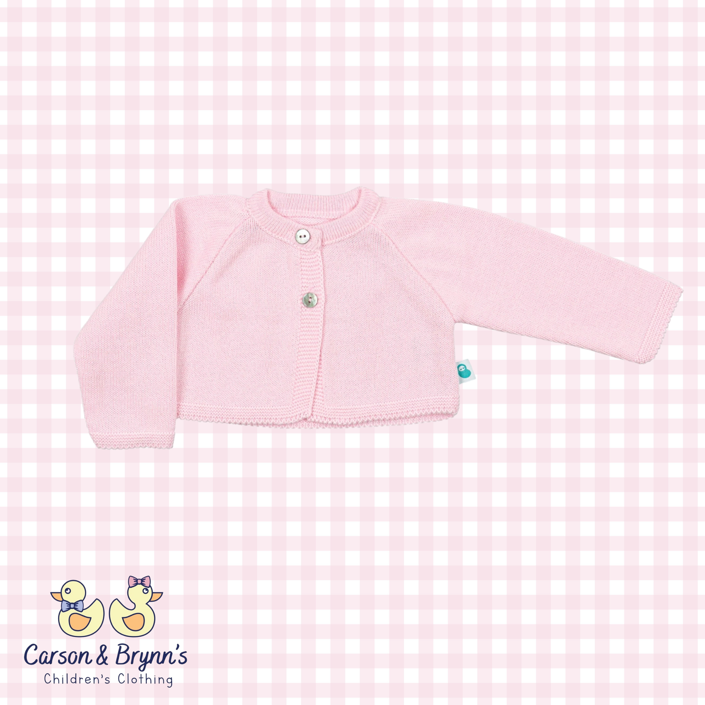 Cotton Knit Sweater- Two Buttons- Pink