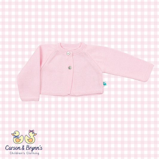 Cotton Knit Sweater- Two Buttons- Pink