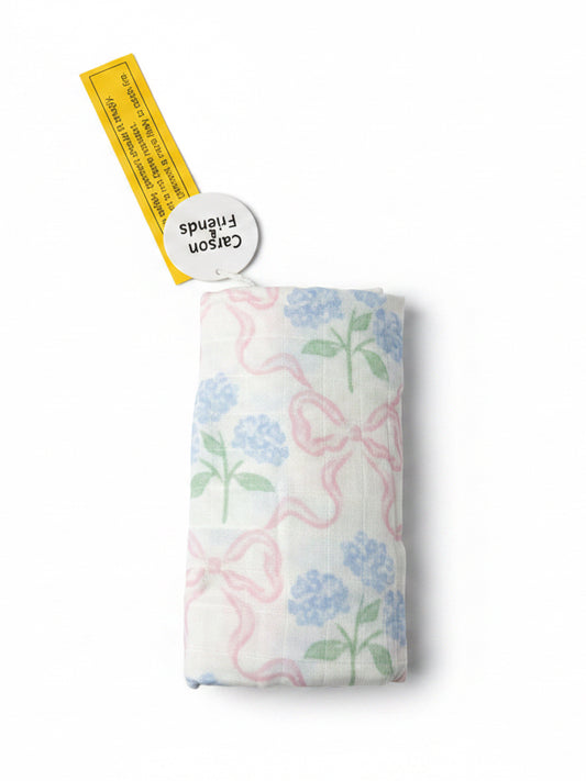 Carson and Friends Muslin Swaddle- Hydrangea Bow Trellis