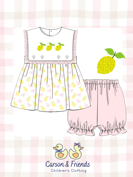 Presale ETA April- French Knot Lemons Bloomer Short Set
