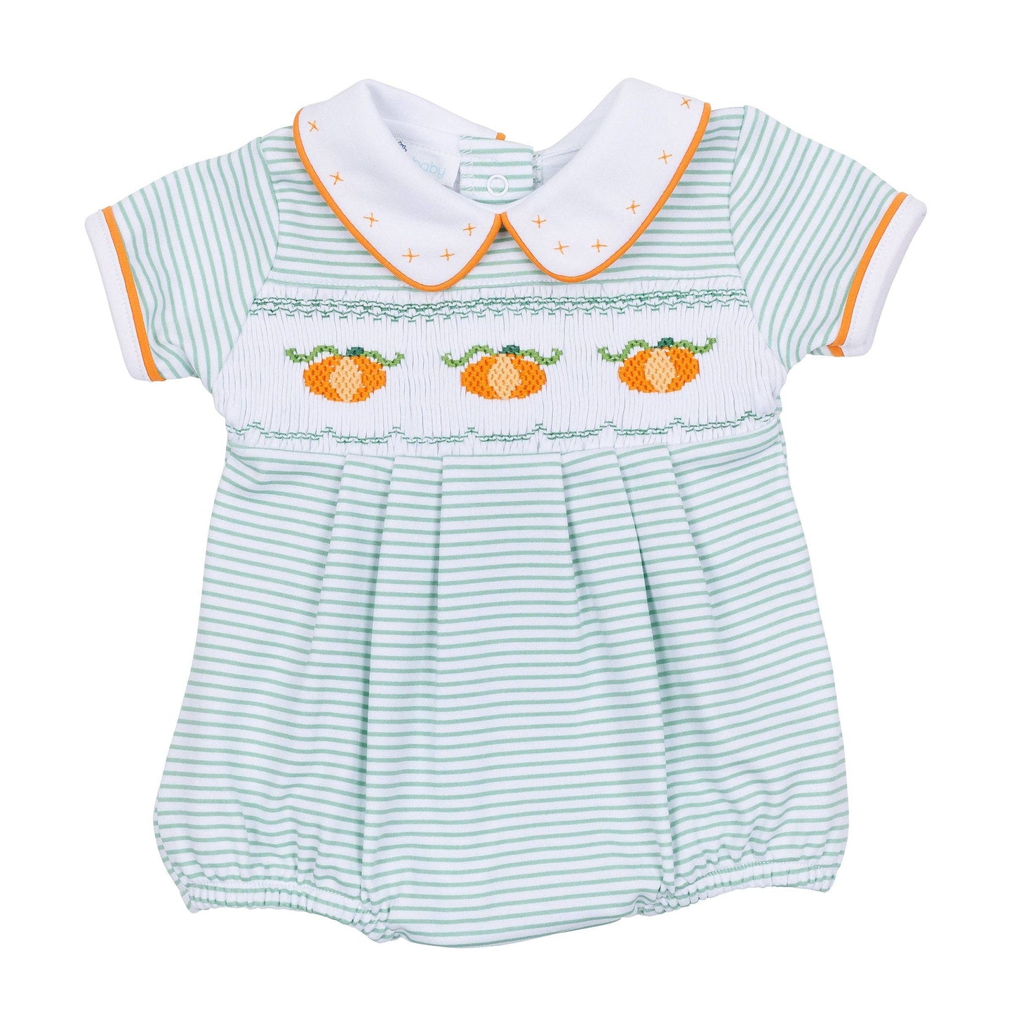 Magnolia Baby - Lil' Pumpkin Classics Smocked Short Sleeve Boy Bubble