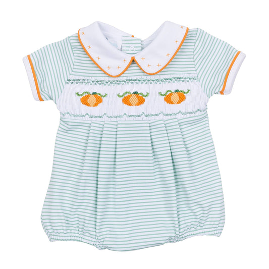Magnolia Baby - Lil' Pumpkin Classics Smocked Short Sleeve Boy Bubble