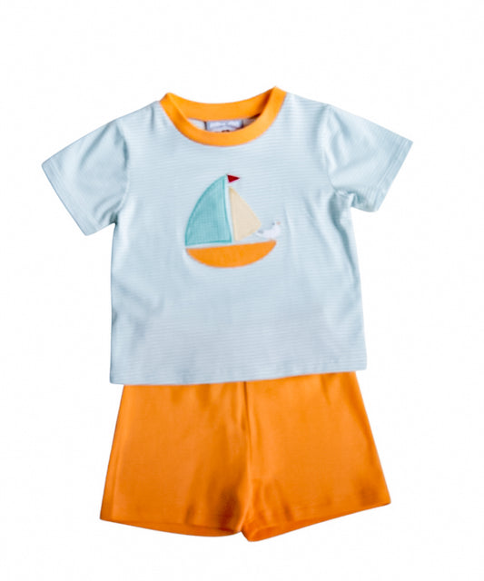Sailboat Appliqué Short Set