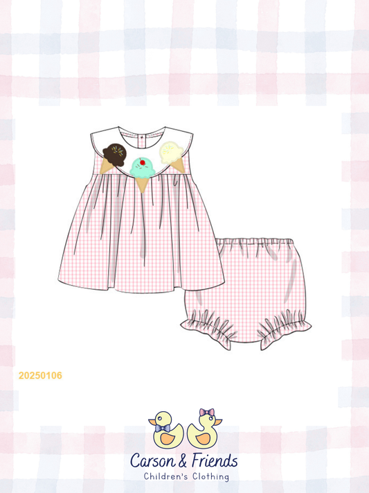PRESALE Ice Creams Windowpane Diaper Set
