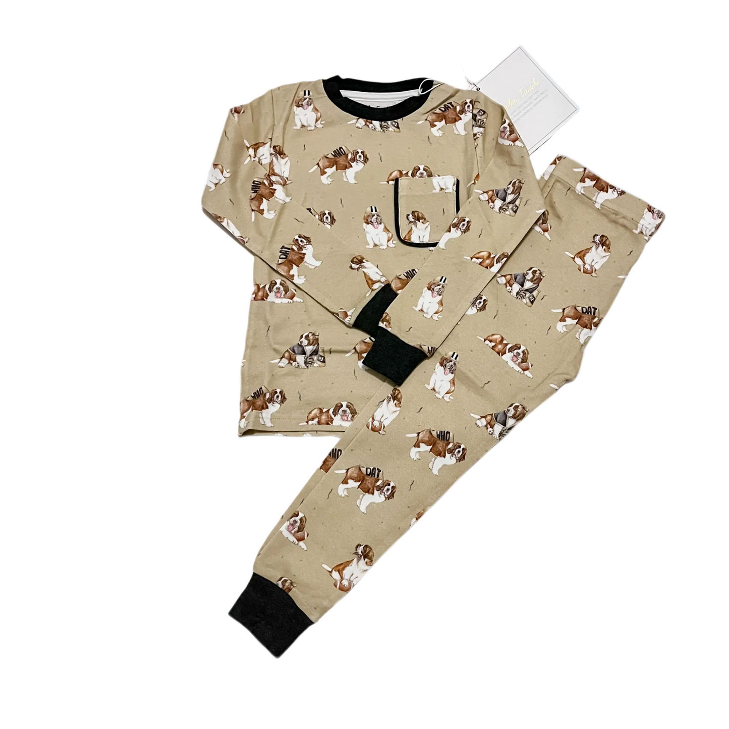 Nola Tawk Most Valuable Pup Pajama Set- Black and Gold