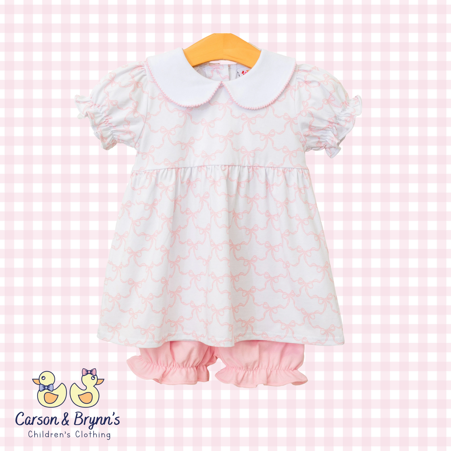 Pink Bow Trellis Charlotte Bloomer Set