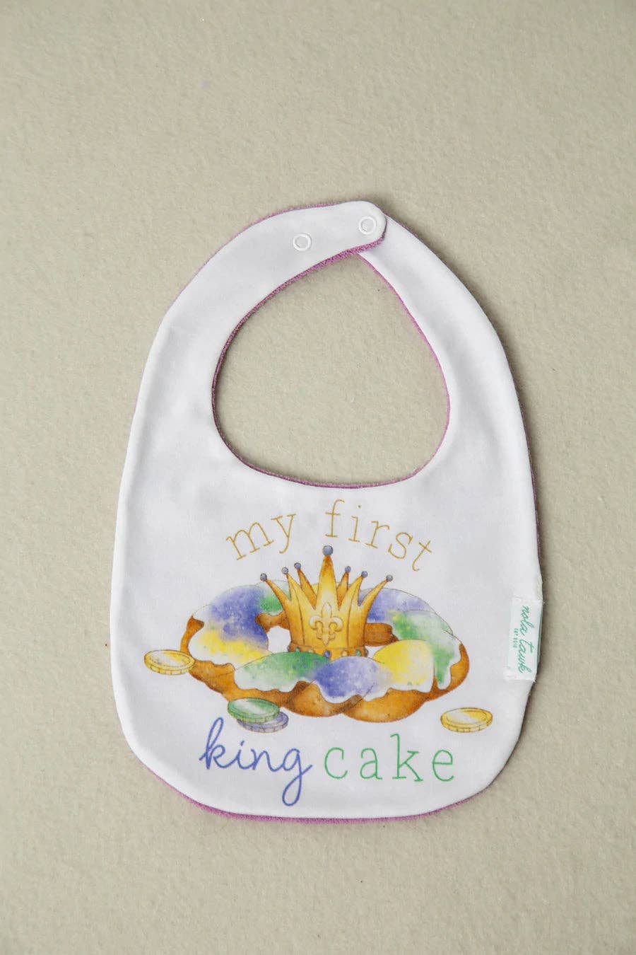 Nola Tawk - My First King Cake Cotton Bib