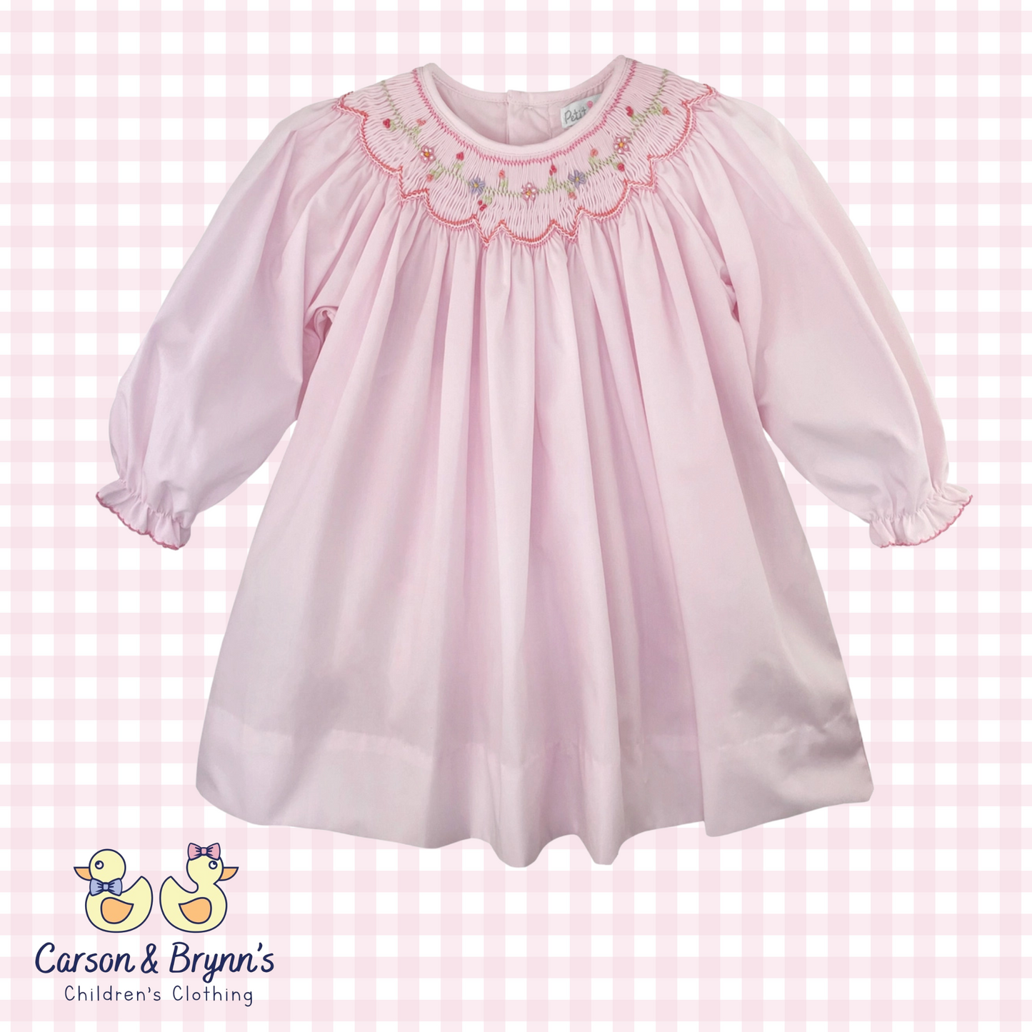 Petit Ami Dress with Floral Bishop Smocking