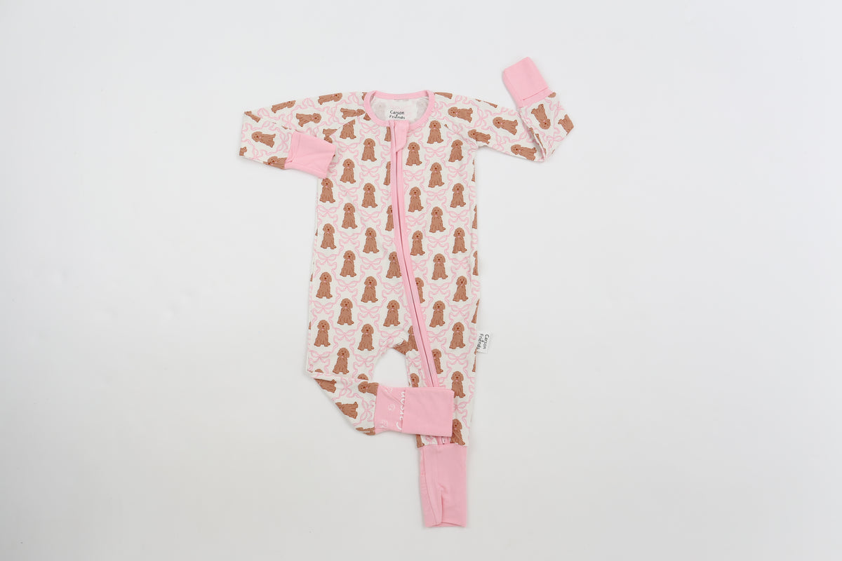 Carson and Friends Viscose Bamboo Zippy Pajamas- Pink Goldendoodles