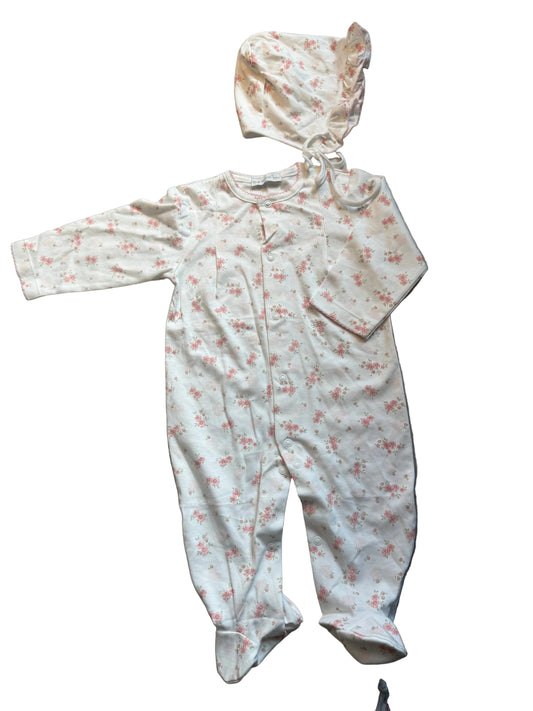 Hug me First Floral Footie and Bonnet