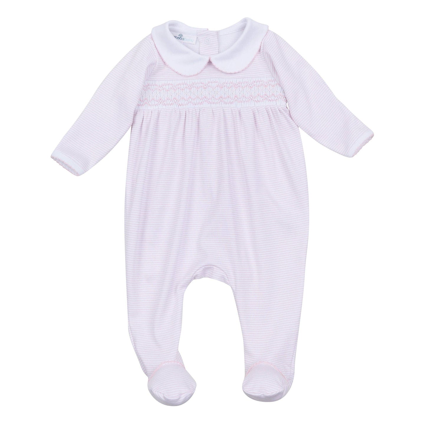 Magnolia Baby - Mini Stripes Smocked Footie - Pink