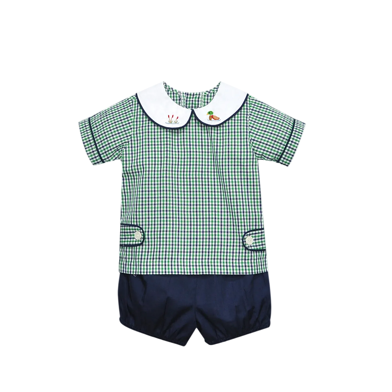 Remember Nguyen Navy Plaid Riley Short Set- Ducks