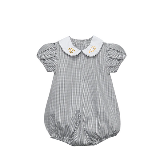 Southern Saturday Fleur De Lis Black Gold Girl Bubble
