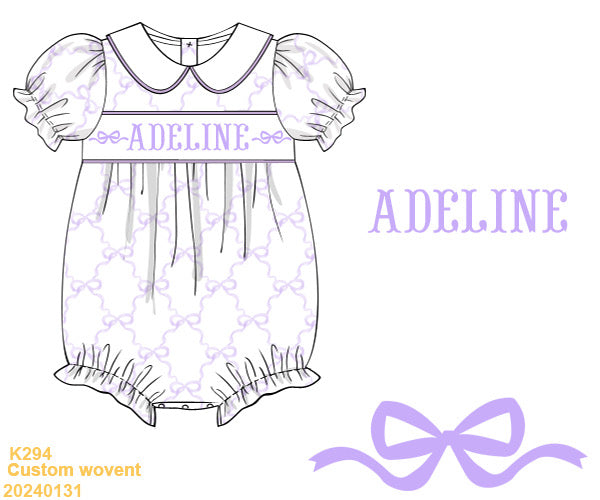 Preorder eta January- Ribbon Smocked Bubble with Name