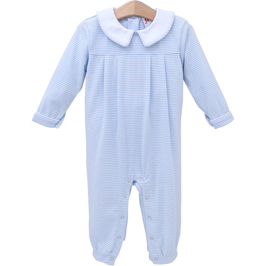 Jellybean Henry Romper- Light Blue Stripe