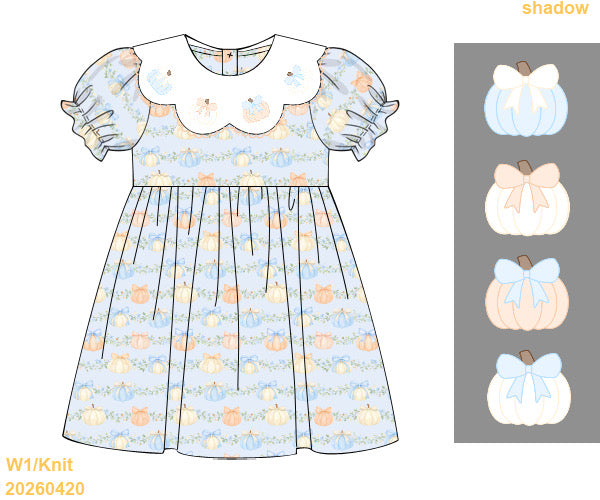 PREORDER ETA LATE AUGUST- Carson and Friends Pumpkins and Bows Shadow Embroidery Dress