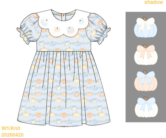 PREORDER ETA LATE AUGUST- Carson and Friends Pumpkins and Bows Shadow Embroidery Dress