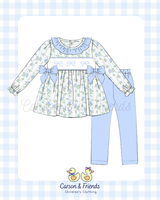 PRESALE ETA NOVEMBER- Carson and Friends Blue Floral Legging Set