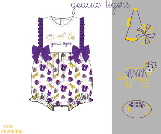 PREORDER ETA LATE AUGUST- Purple and Gold Hand Embroidered Bubble Girls
