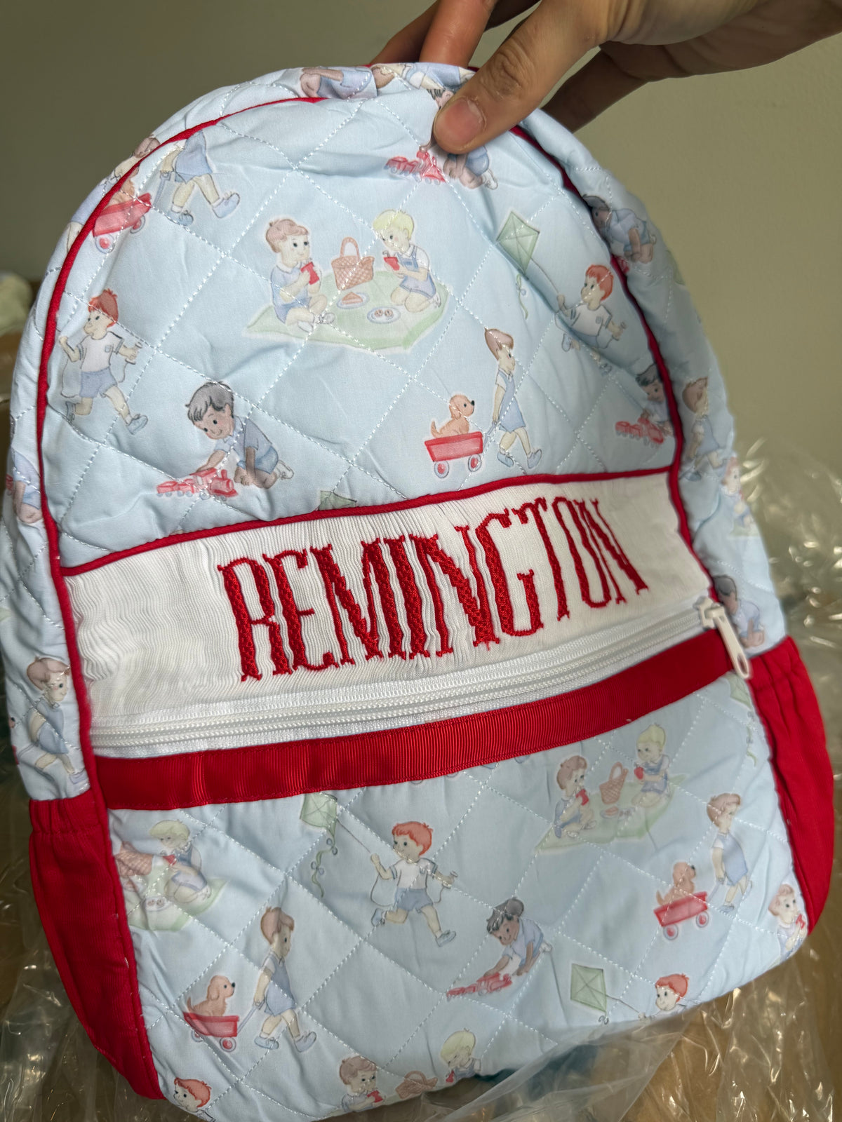 PREORDER ETA January: Boys Playtime Smocked Backpack with Name