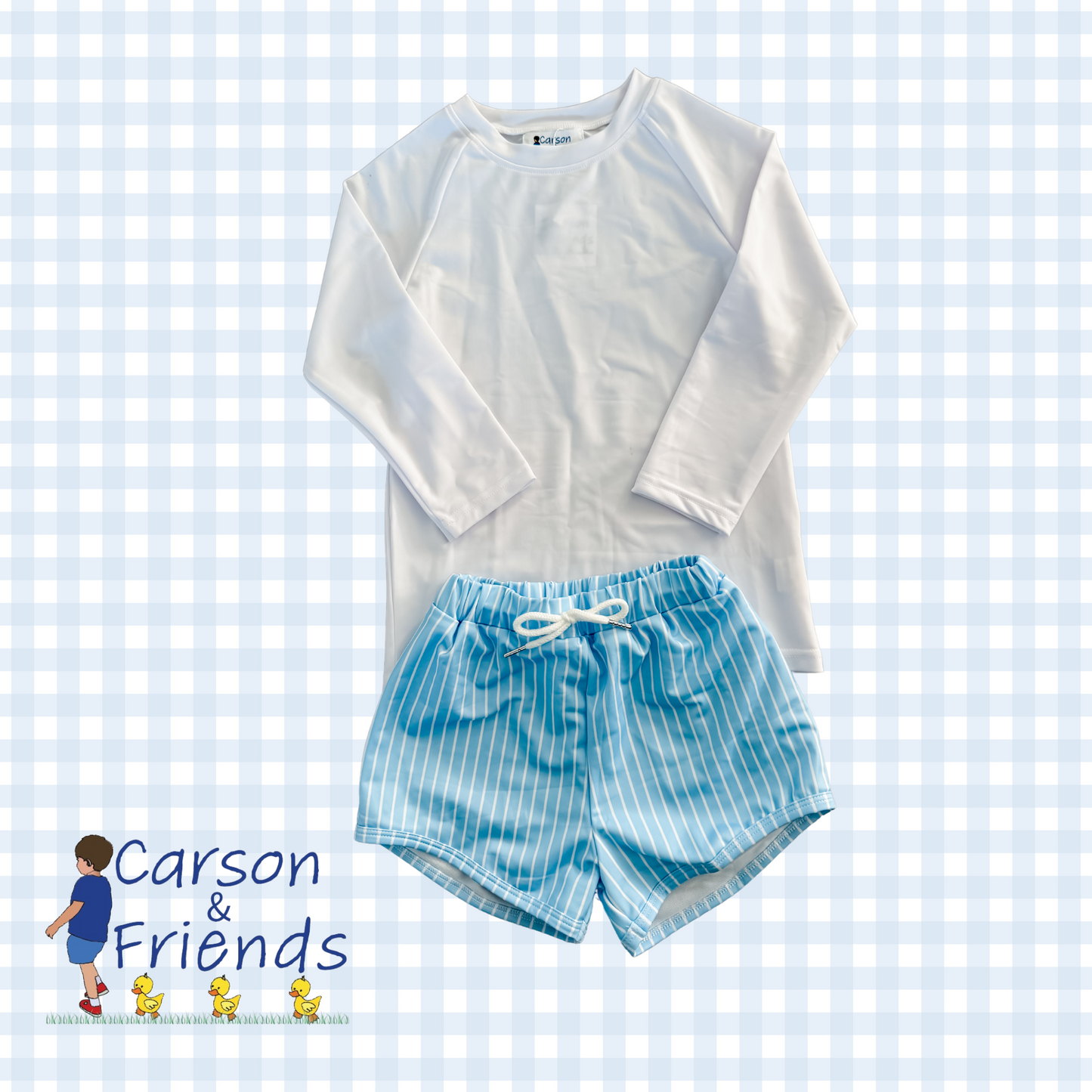 Carson and Friends Light Blue Stripe Swim