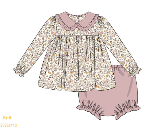 PREORDER ETA LATE AUGUST- Carson and Friends Mauve Fall Floral Bloomer Set