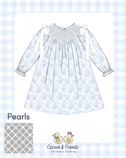 PRESALE ETA NOVEMBER- Carson and Friends Blue Toile and Pearls Dress