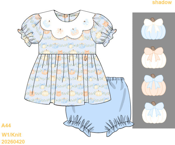 PREORDER ETA LATE AUGUST- Carson and Friends Pumpkins and Bows Shadow Embroidery Bloomer Set
