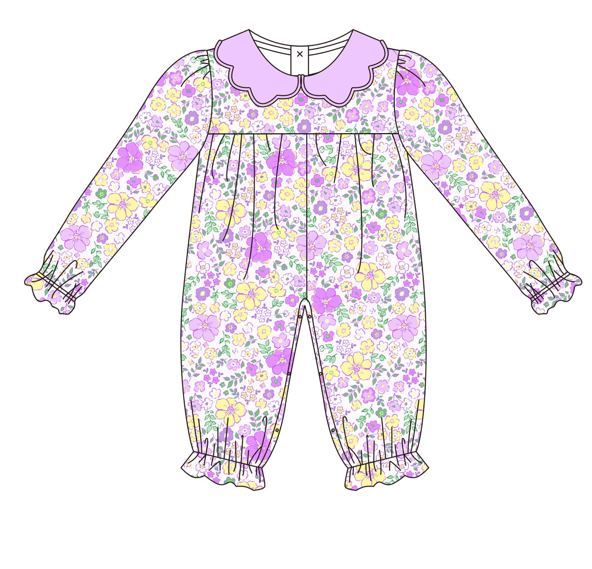 PRESALE ETA JANUARY- Purple and Gold Floral Collared Romper