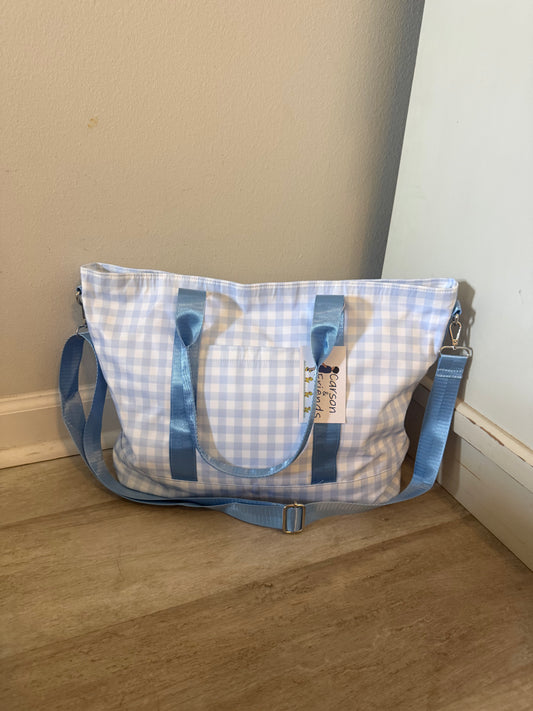 Carson and Friends Tote Bag- Baby Blue Gingham