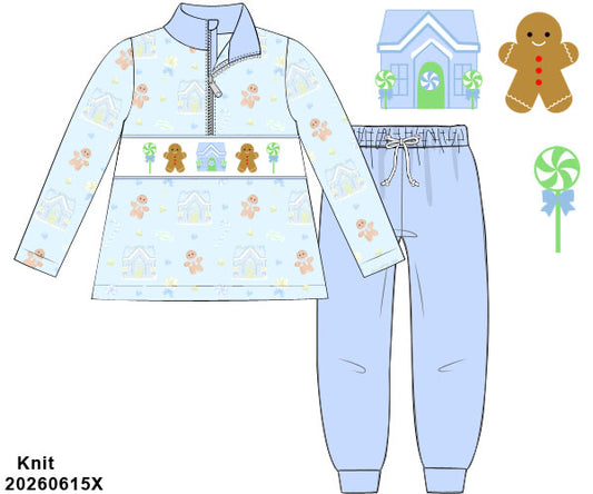 PREORDER ETA OCTOBER- Carson and Friends Gingerbread Jogger Set- Blue