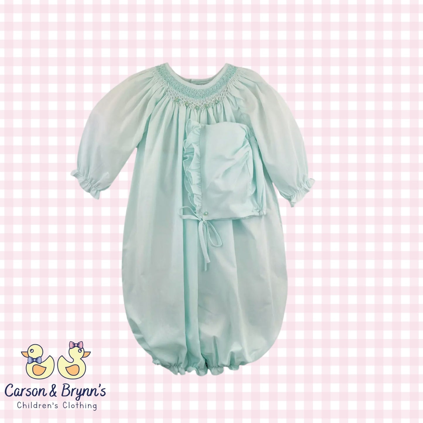 Petit Ami Heirloom Smocked Convertible Gown and Bonnet