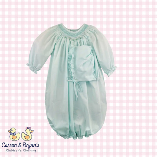 Petit Ami Heirloom Smocked Convertible Gown and Bonnet
