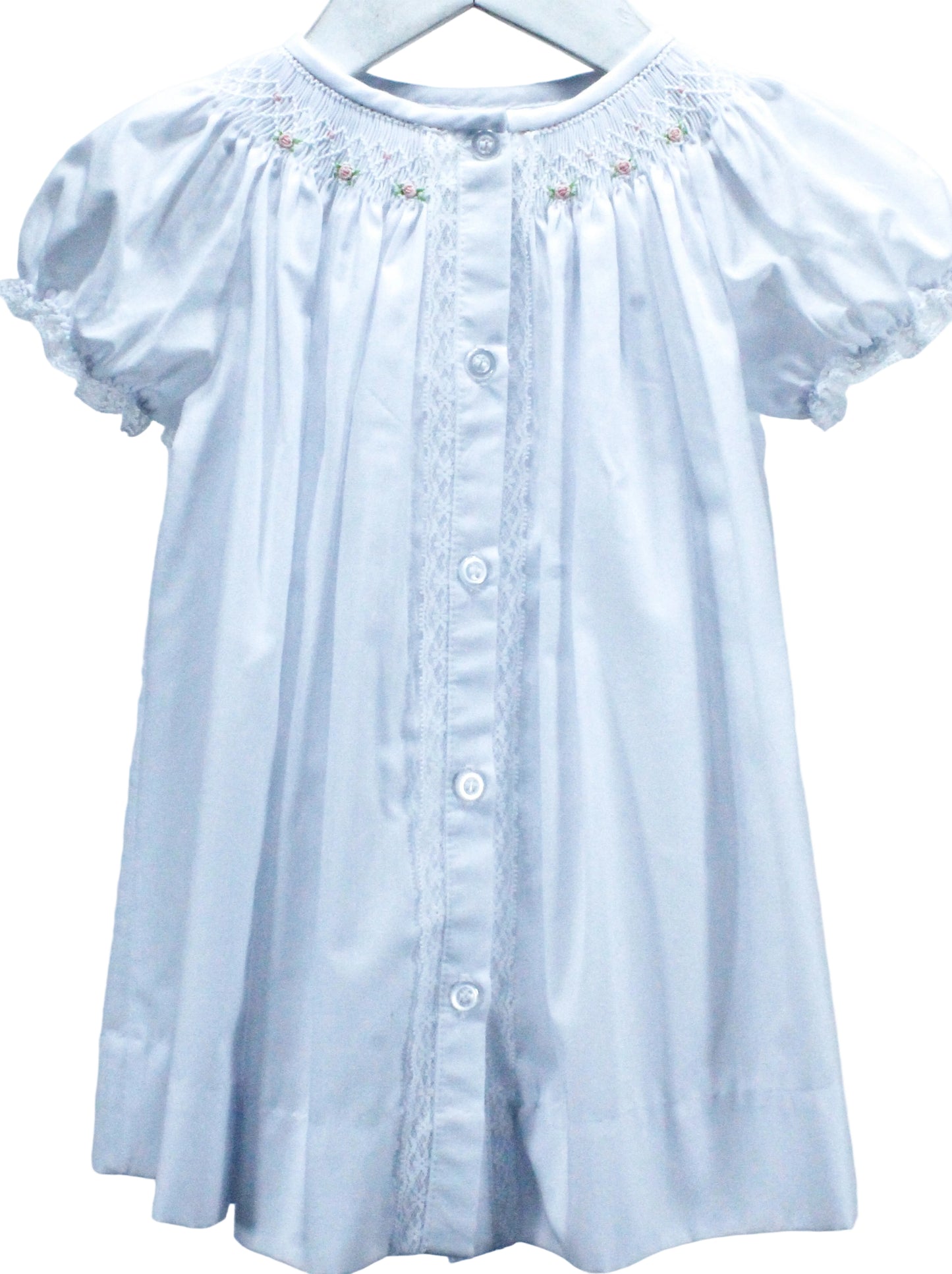 Baby Blessings White Geometric Flowers Sophia Dress