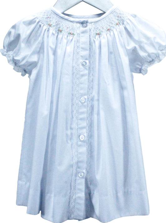 Baby Blessings White Geometric Flowers Sophia Dress